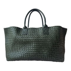 Bottega Veneta Cabat Tote Dark Green Intreccio Leather 45cm