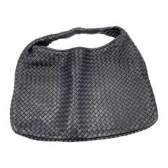 Bottega Veneta Bolso Hobo Intrecciato Mediano Piel de cordero negra 45cm