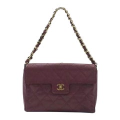 Chanel Vintage Burgundy Caviar Leather Shoulder Bag 24k Gold HW