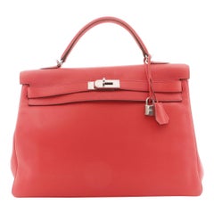Hermes Kelly 40 Rosa Jaipur Clemence Retourne Herrajes de plata 2010