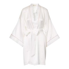 Olivia von Halle Cremefarbenes Seiden-Kommodenkleid mit japanischem Kimono Robe OS, NEU, NEU