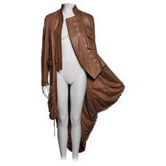 Christian Dior by John Galliano Tan Lambskin Coat with Ruched Hem, FW 2005