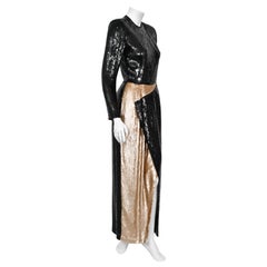 1985 Geoffrey Beene Documented Black & Gold Fully-Sequin 'Cindy Crawford' Gown