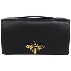 Christian Dior '17 Black Calfskin Bee Pouch Clutch Bag