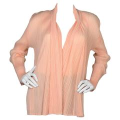 Pleats Please Peach Micro-Pleated Open Jacket sz 5 9
