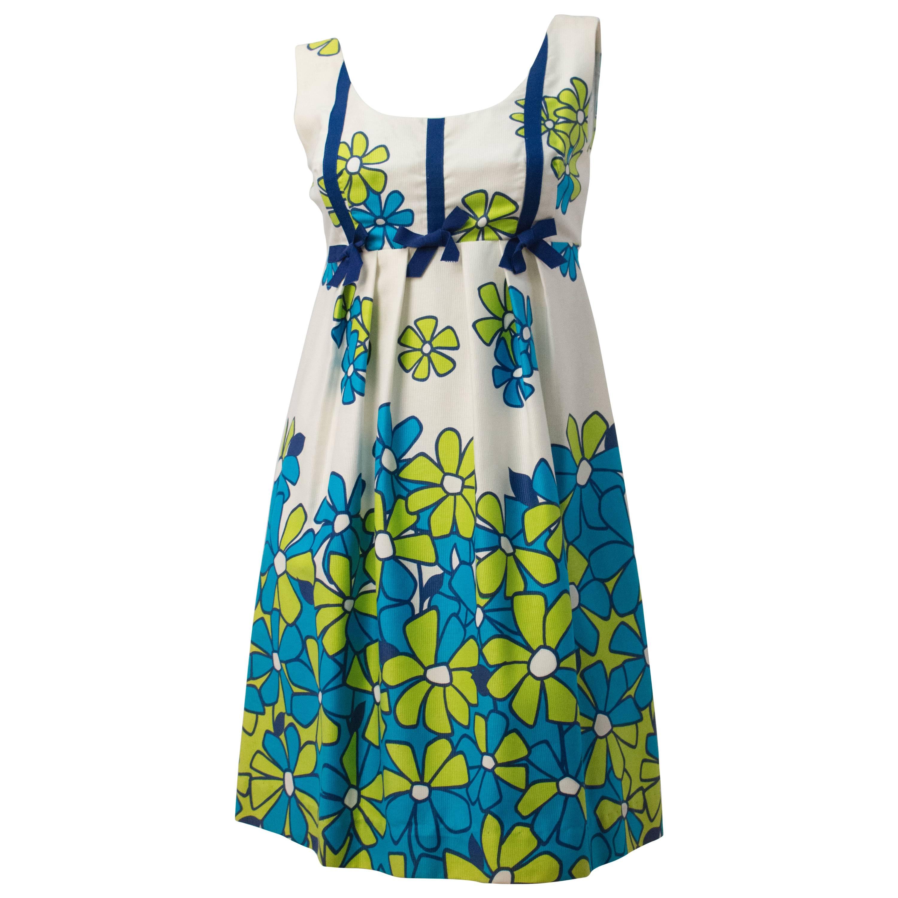 60s Hawaiian Print Daisy Mini Dress