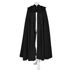 1983 Christian Dior Haute Couture Black Wool & Silk-Velvet Full Length Cape