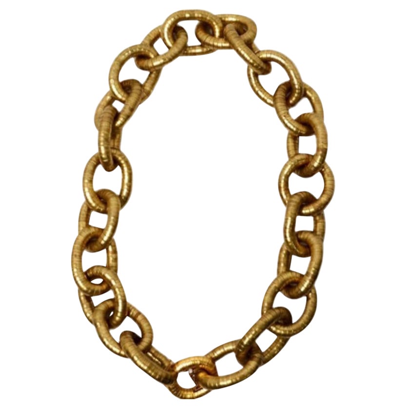 Yves Saint Laurent - Collana a catena grossa e serpentina in tonalità oro - A Link in vendita