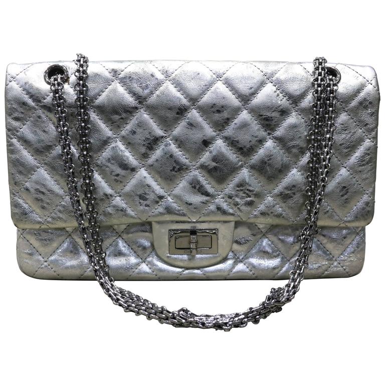 chanel metallic silver bag