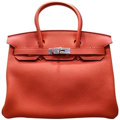 Hermes Birkin Red 30cm Togo Leather Bag