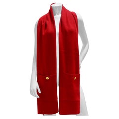 Vintage Chanel 90s Red Cashmere Pocket Scarf