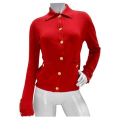 Chanel 90s Lipstick Red Cashmere Cardigan