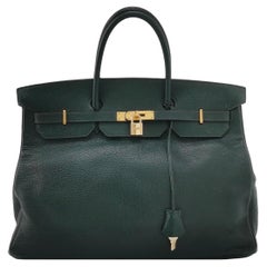 Hermes Birkin 40 Barenia Faubourg Vintage 2Q Vert Amclais Dark Green Gold Hardwa