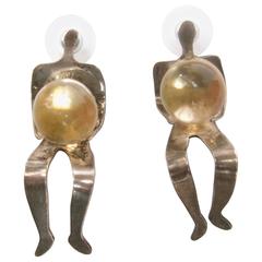 Figural Man Sterling Pools of Light Artisan Earrings 