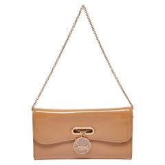 Christian Louboutin Beige Patent Leather Riviera Chain Clutch