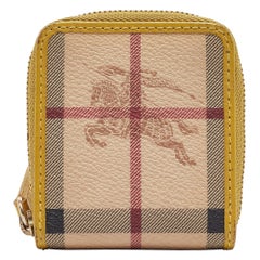 Burberry Beige/Yellow Haymarket Check PVC and Leather Coin Purse