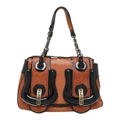 Fendi Black/Brown Patent and Leather B Shoulder Bag