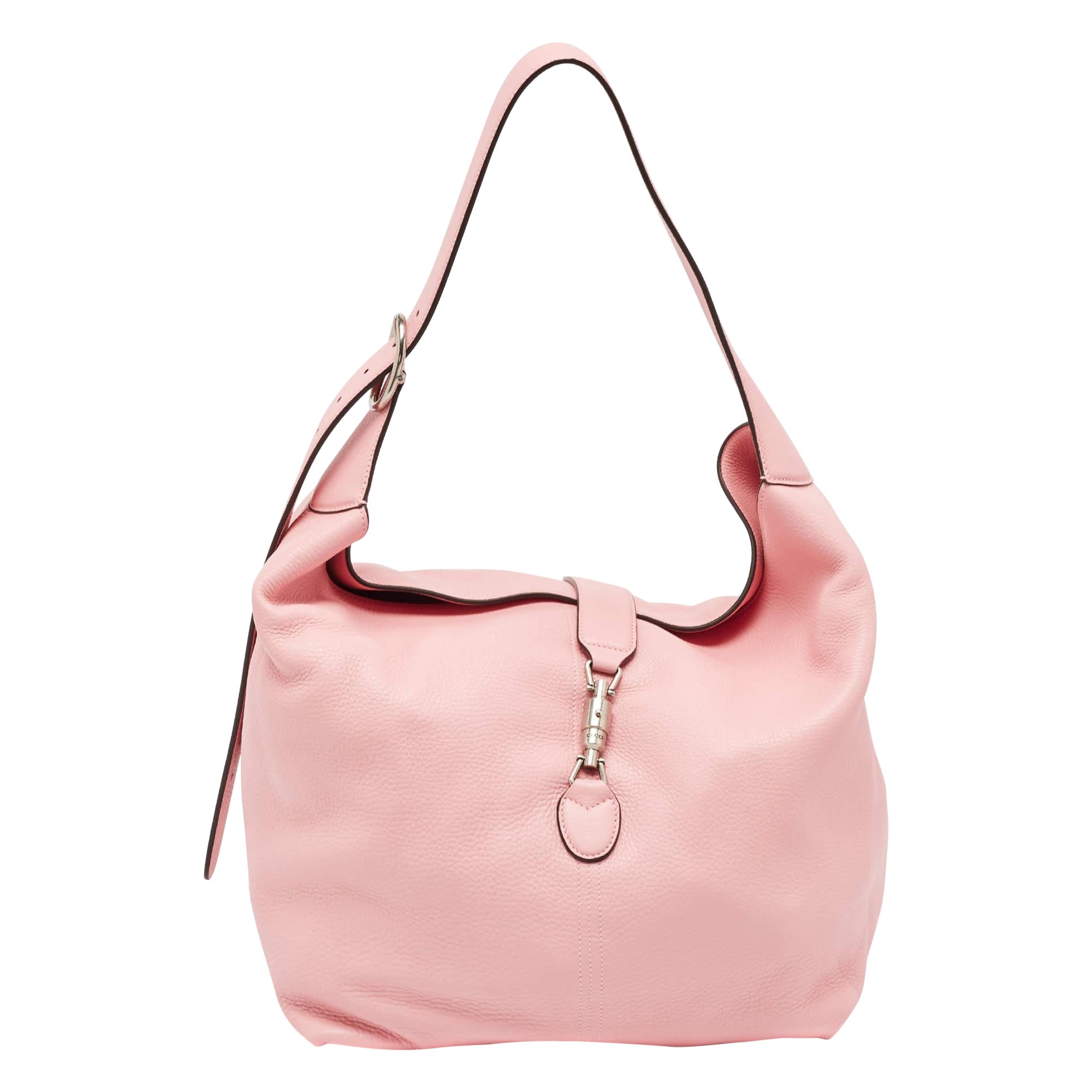 Gucci Pink Leather Medium Jackie 1961 Shoulder Bag For Sale