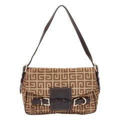 Borsa a tracolla Givenchy beige/marrone firmata in tela e pelle con pattina