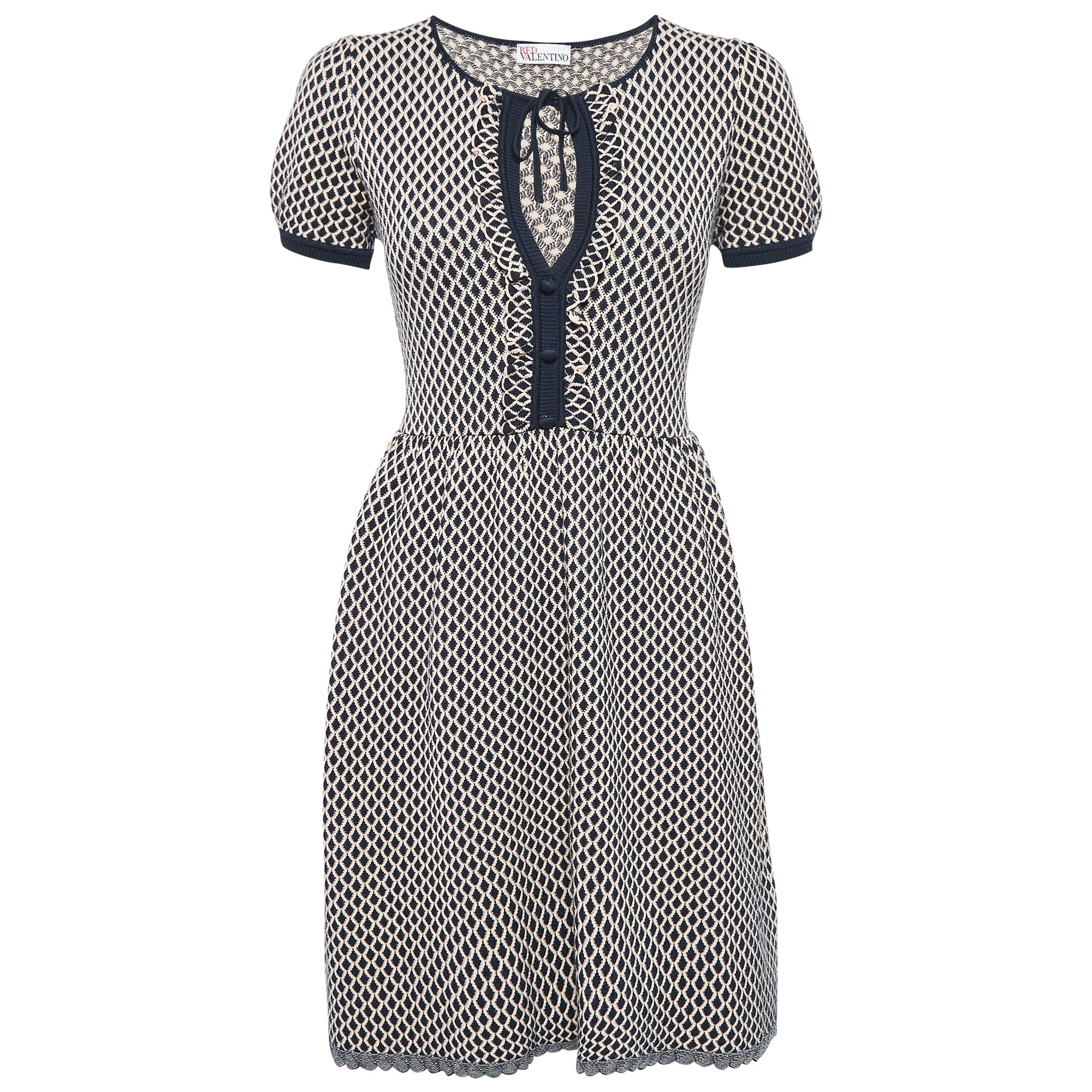 RED Valentino Pink/ Navy Blue Knit Mini Dress M For Sale