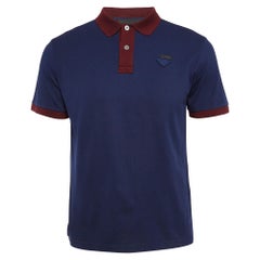 Prada Navy Blue Pique Cotton Polo T-Shirt M