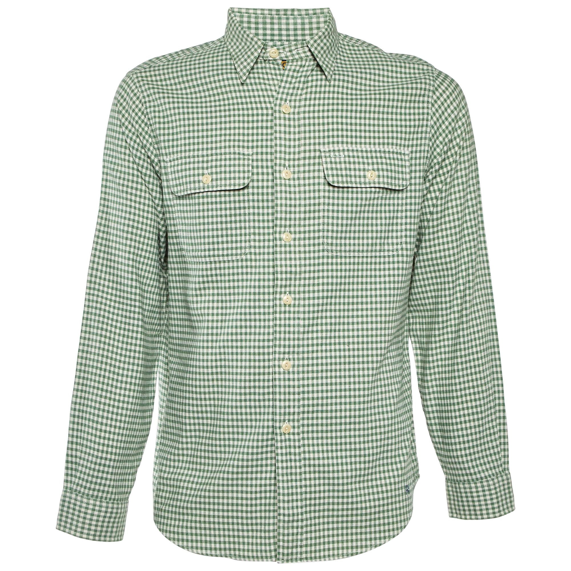 Ralph Lauren Rugby Vintage Verde Camisa de algodón a cuadros M
