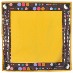 Etro Yellow Dot Print Silk Pocket Square