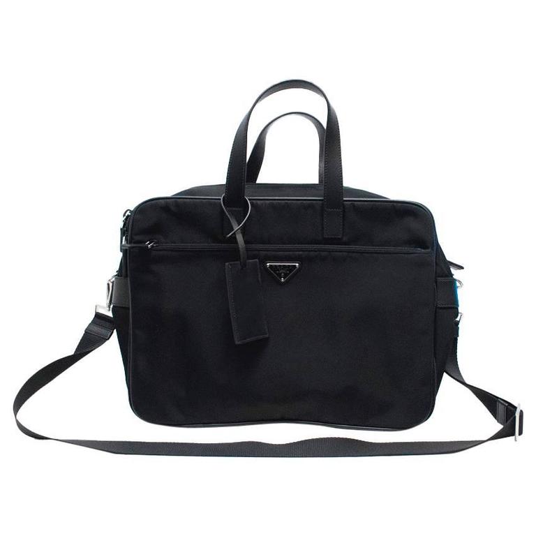 Prada Men's Black Nylon Briefcase For Sale at 1stDibs prada nylon