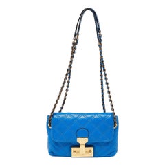 Marc Jacobs Blue Quilted Leather Flap Shoulder Bag