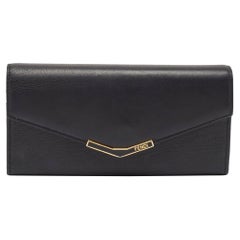 Fendi Black Leather 2Jours Continental Wallet
