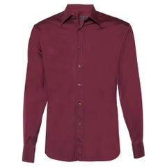 Prada Burgundy Stretch Cotton Long Sleeve Shirt M