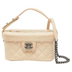 Chanel Beige Quilted Leather Boy Vanity Case Bag