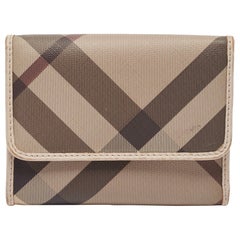 Burberry Grey Smoked Check PVC and Leather Trifold Wallet