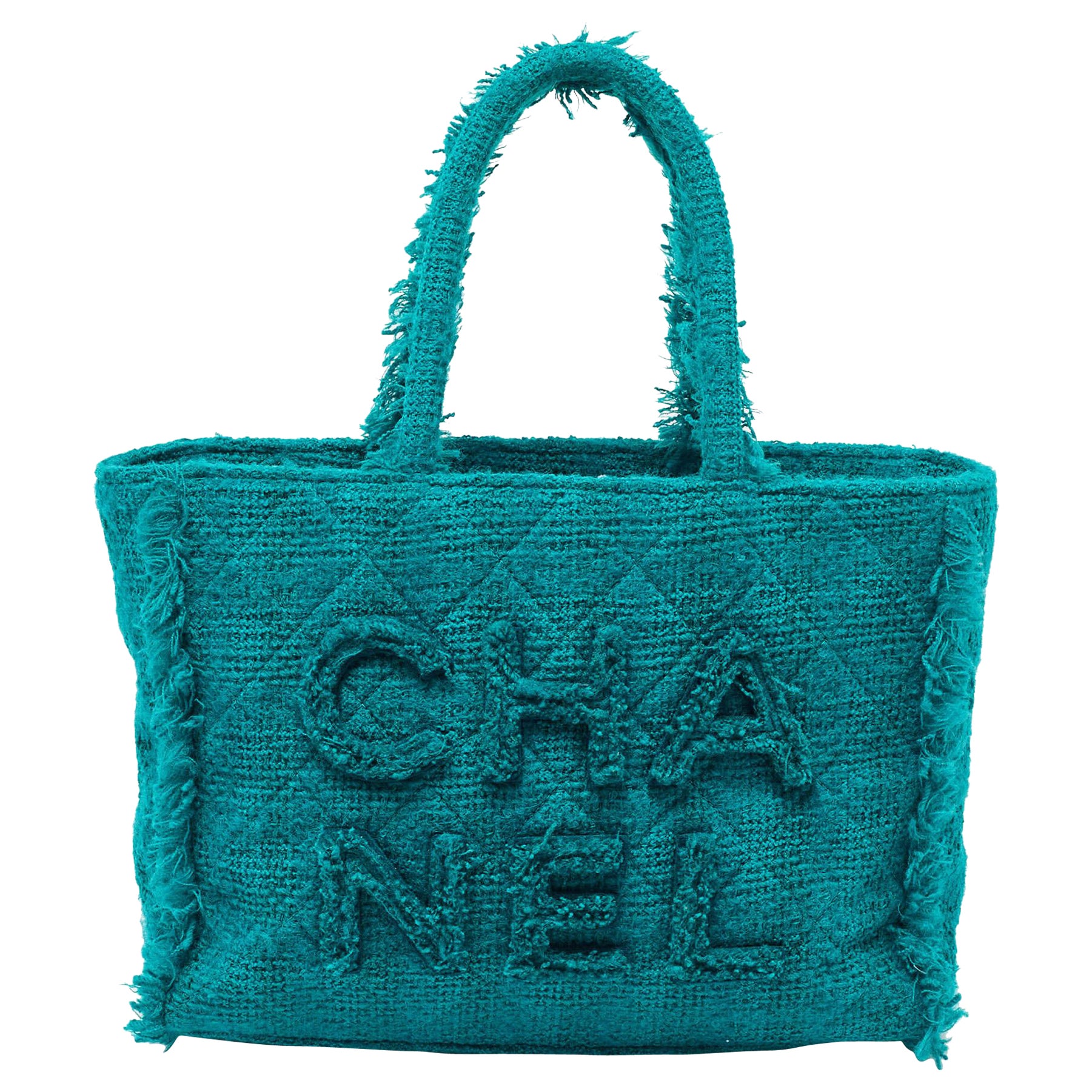 Chanel Green Tweed Medium Shopper Tote