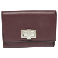 Fendi Burgundy Leather Peekaboo Trifold Wallet