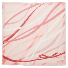 Valentino Pink Printed Cotton Blend Scarf