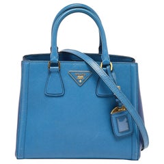 Prada Two Tone Blue Saffiano Leather Open Tote