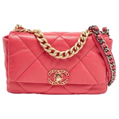 Chanel Pink Quilted Leather Small 19 Flap Bag