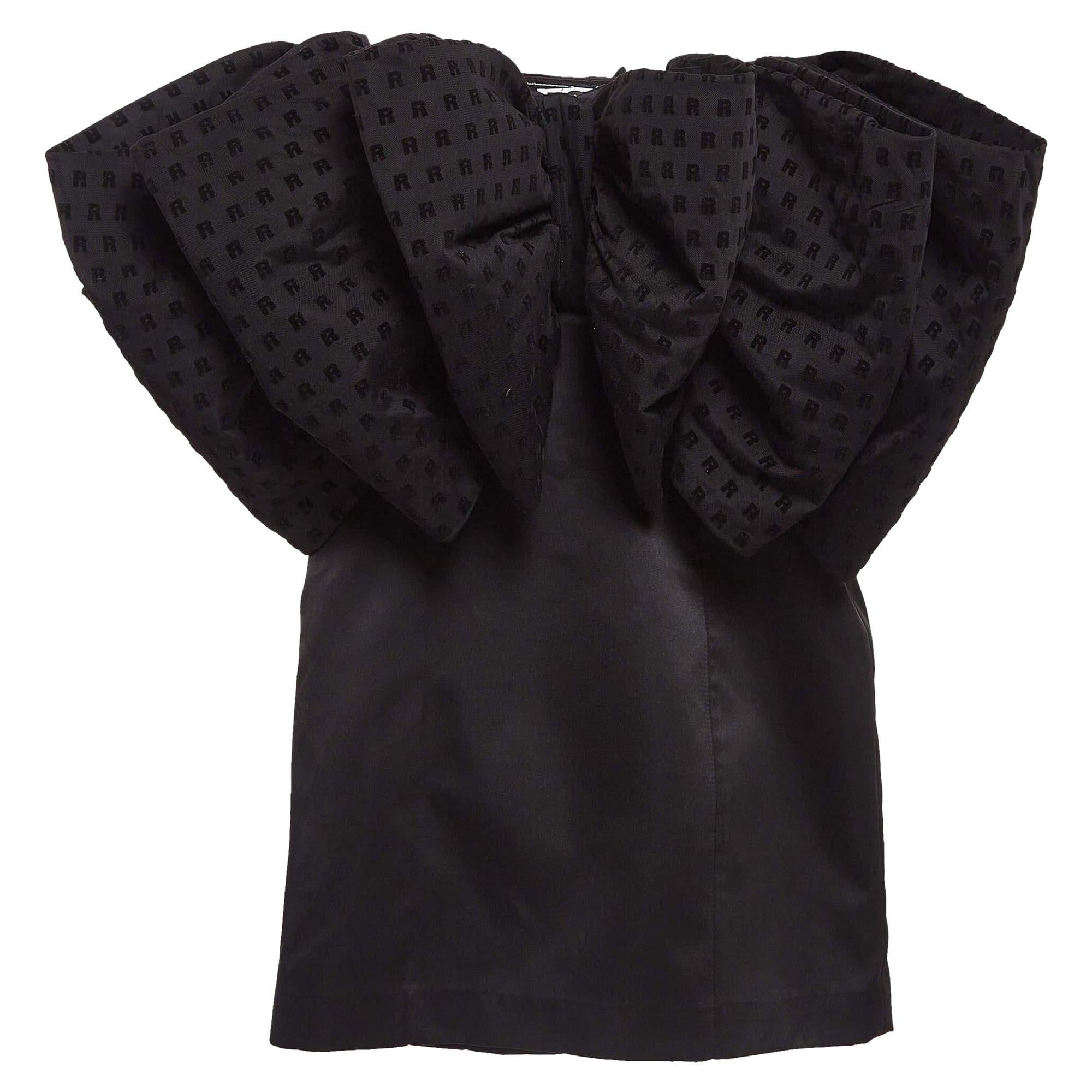 Rotate Birger Christensen Black Satin and Tulle Bow Detail Natalie Mini Dress S For Sale