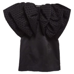Rotate Birger Christensen Mini Abito Natalie in raso e tulle nero con dettaglio a fiocco S