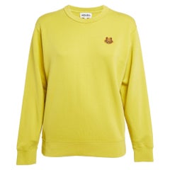 Felpa Kenzo in cotone giallo con tigre applicata S