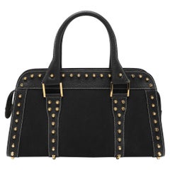 Fendi Black Canvas and Leather Selleria Embellished Satchel