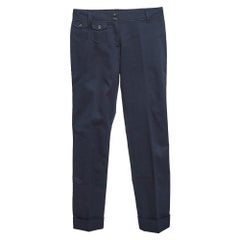 Dolce & Gabbana Navy Blue Gabardine Cropped Trousers S
