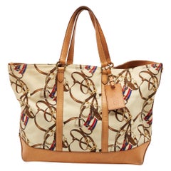 Bolso shopper Ralph Lauren de lona y piel ecuestre multicolor