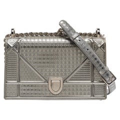 Dior Silver Patent Leather Small Diorama Shoulder Bag