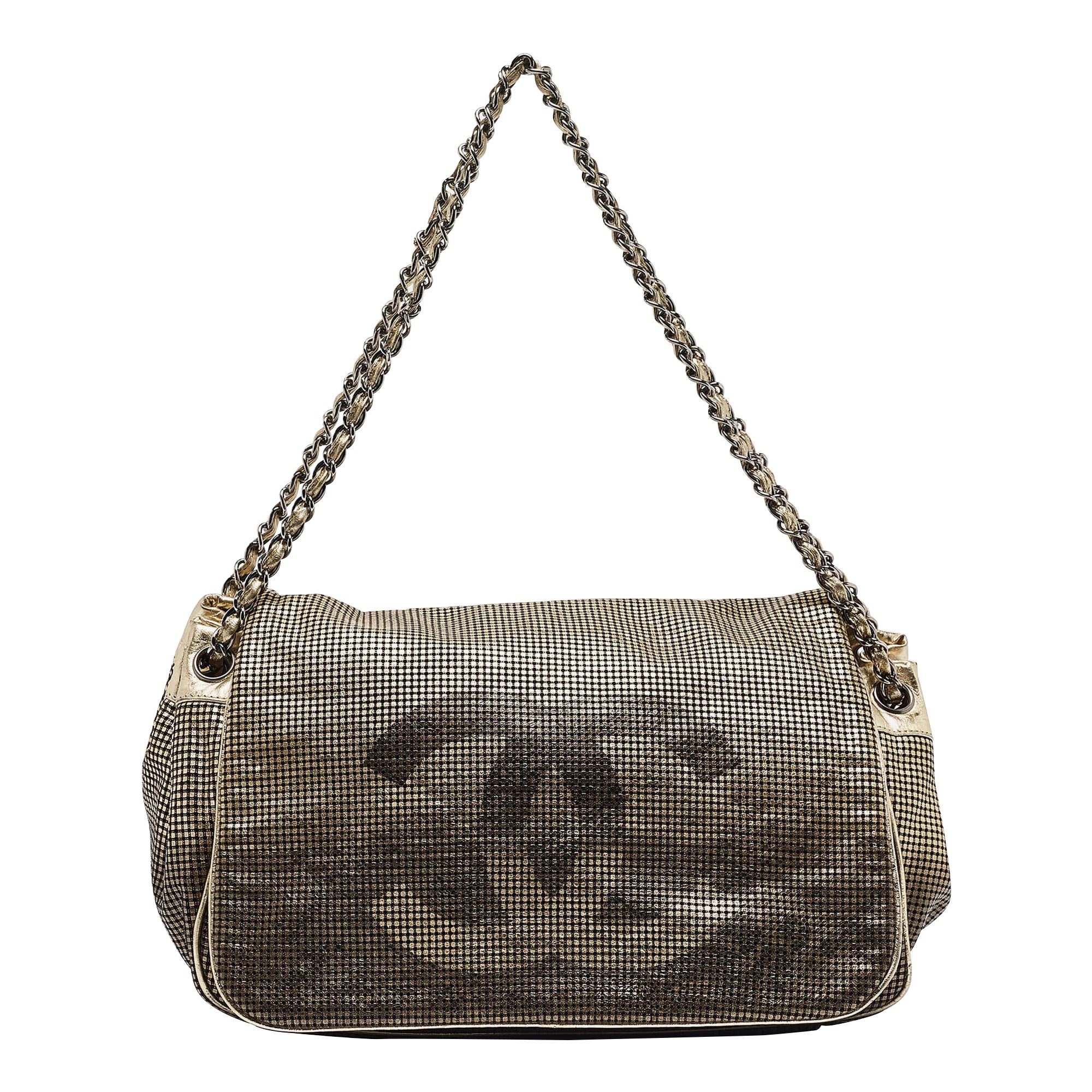 Chanel Gold Ombre Perforated Leather Hollywood Accordion Flap Bag
