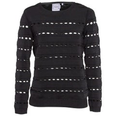 Herve Leger Black Perforated Knit Sweatshirt S