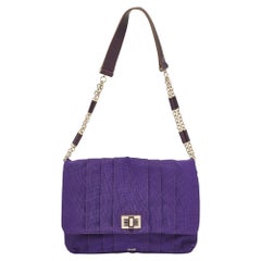 Anya Hindmarch Purple Canvas and Leather Gracie Shoulder Bag