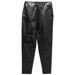 Chanel Black Leather Logo Patch Detail Pants S