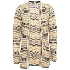 M Missoni Gold Wave Patterned Lurex Knit Cardigan S